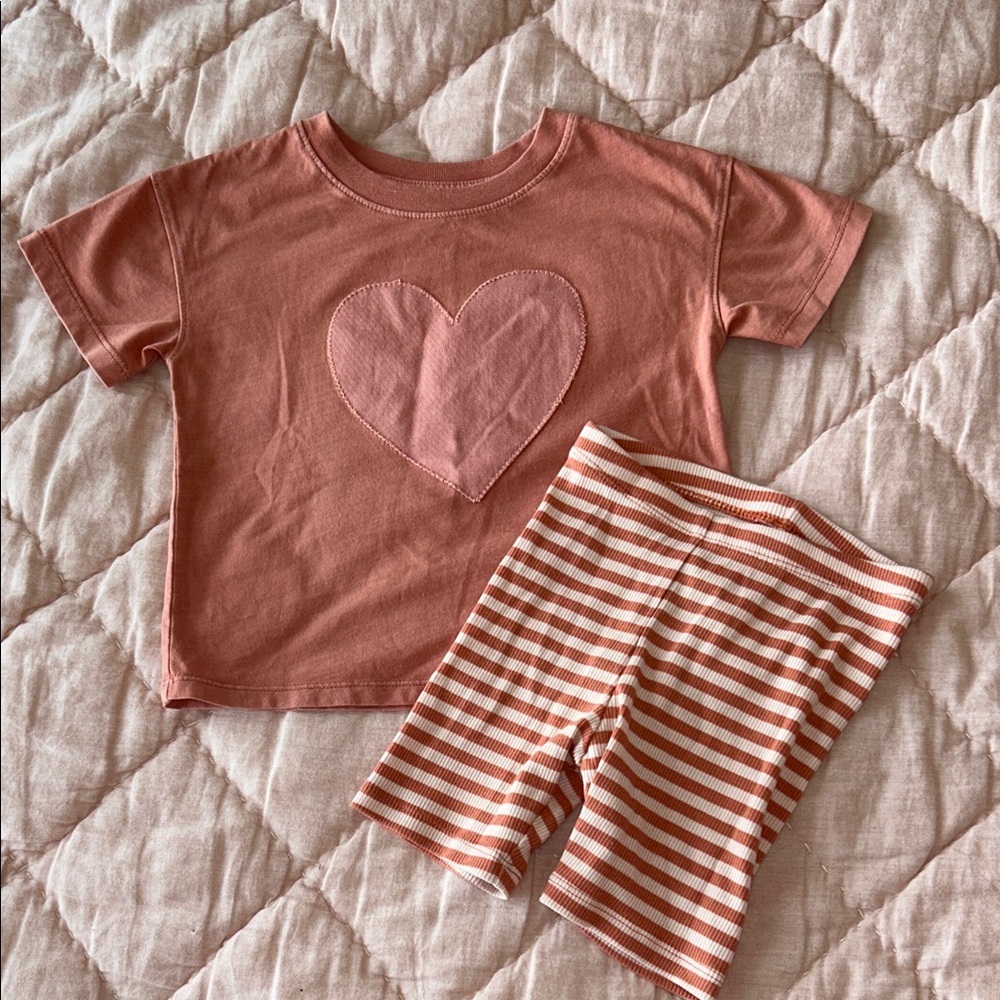 Cat & Jack Toddler 3T Pink Heart and Striped Shorts Set